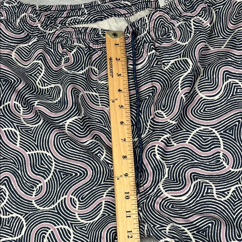 NEW Outerknown M Men's Black, White, Purple Swirl‎ Patterned Swim Trunks